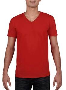 Gildan 64V00 - T-Shirt Homme Col V 100% Coton Rouge