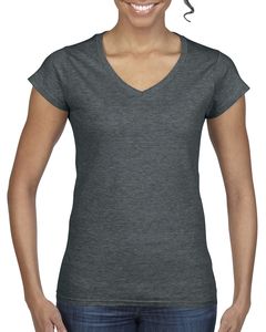 Gildan 64V00L - T-Shirt Femme Col V 100% Coton Dark Heather