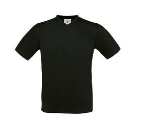 B&C BC163 - T Shirt Homme Col V 100% Coton Noir