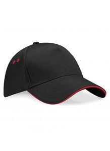 Beechfield BF15C - Casquette 5 Panneaux 100% Coton Noir/Rouge