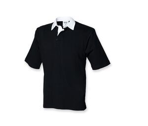 Front row FR003 - Rugby Shirt Homme Manches Courtes 100% Coton Noir