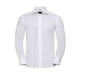 Russell Collection JZ922 - Chemise Oxford Cintrée Homme Col Italien Blanc