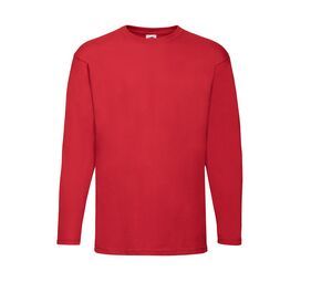 Fruit of the Loom SC233 - T-Shirt Homme Manches Longues 100% coton Rouge