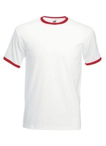 Fruit of the Loom SC245 - T-Shirt Homme Ringer 100% Coton Blanc/Rouge