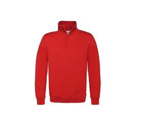 B&C BCID4 - Sweatshirt Col Zippé Homme Rouge