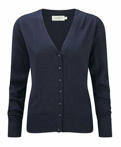 Russell Collection JZ715 - Cardigan Femme Col V Coton French Navy