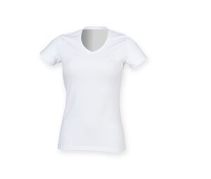 Skinnifit SK122 - Tee-Shirt Stretch Col V pour Femme Blanc