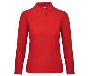 B&C ID1LW - Polo Manches Longues Femme Rouge