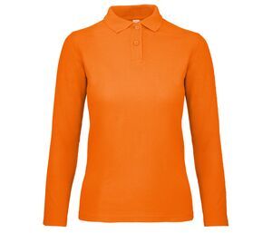 B&C ID1LW - Polo Manches Longues Femme Orange