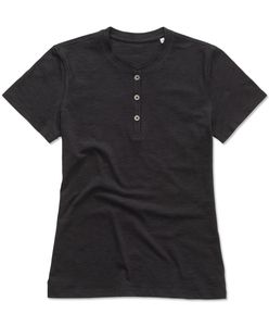 Stedman STE9530 - Tee-shirt à col rond avec boutons pour femmes Sharon SS Black Opal