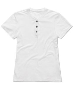 Stedman STE9530 - Tee-shirt à col rond avec boutons pour femmes Sharon SS Blanc