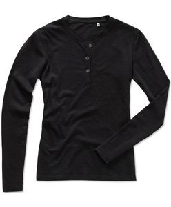 STE9580 - Tee-shirt à Manches Longues pour Femme avec Boutons Stedman Black Opal