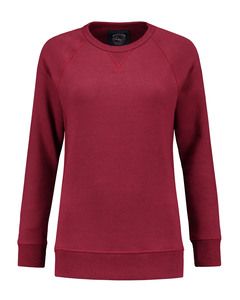 Lemon & Soda LEM3227 - Sweat Raglan Lourd avec Col Rond Femme Cardinal Heather