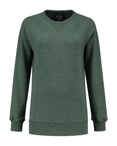 Lemon & Soda LEM3227 - Sweat Raglan Lourd avec Col Rond Femme Forest Green Heather