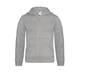 B&C BC504 - Sweat capuche zippé enfant Heather Grey