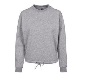 BUILD YOUR BRAND BY058 - Sweat femme oversize col rond Heather Grey