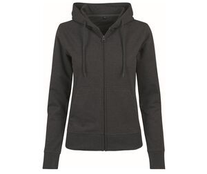 BUILD YOUR BRAND BY069 - Sweat zippé femme capuche Charcoal