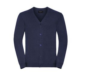 Russell JZ71M - Cardigan Homme Col V Coton Denim Marl