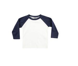 LARKWOOD LW025 - T-shirt manches longues baseball Blanc / Bleu marine