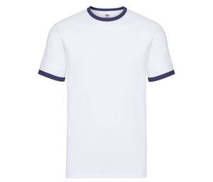 Fruit of the Loom SC245 - T-Shirt Homme Ringer 100% Coton Blanc / Bleu marine