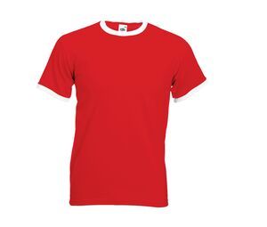 Fruit of the Loom SC245 - T-Shirt Homme Ringer 100% Coton Rouge
