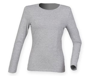 Skinnifit SK124 - Tee-Shirt Stretch Femme Manches Longues Heather Grey