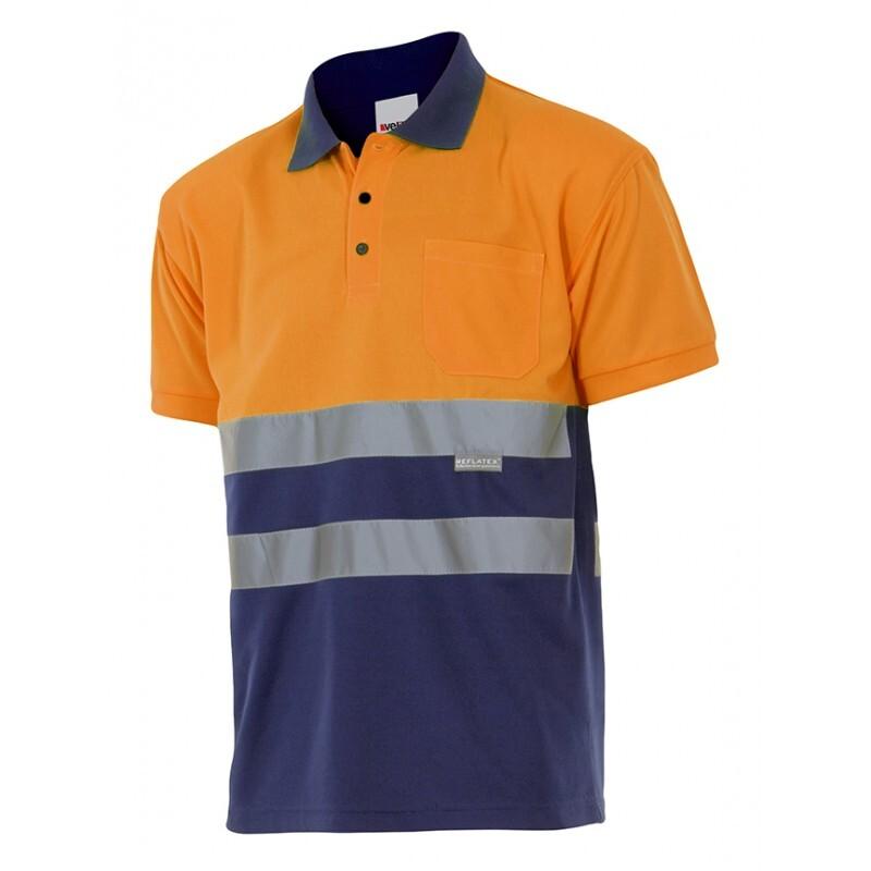 VELILLA VL173 - POLO BICOLORE MANCHES COURTES HAUTE VISIBILITÉ