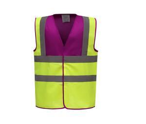 Yoko YK100 - Gilet 2 b&b de haute visibilité Enfant (HVW100CH) Raspberry / Hi Vis Yellow