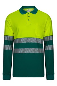 Velilla 305525 - POLO COTON BICOLORE ML RS GREEN/HI-VIS YELLOW