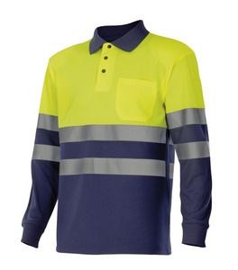 Velilla 305507 - POLO BICOLORE ML HV MARINE BLUE/HI-VIS YELLOW